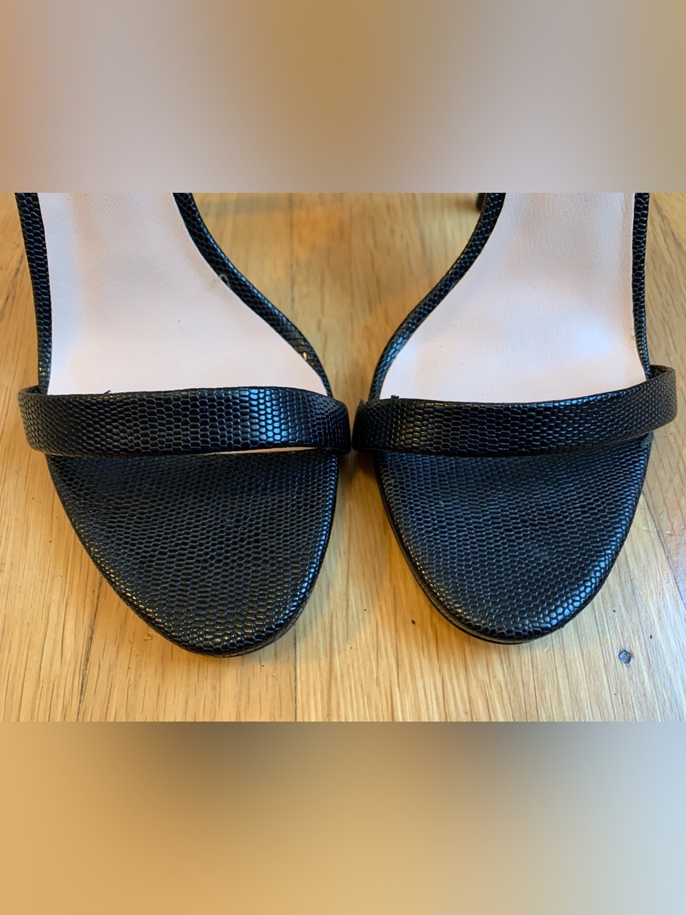 GUC ALDO Hi-Heel Black Women's Ankle Strap Textured Leather Sandals in Size 7.5M - Picture 10 of 15